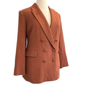 Eloquii Notched Collar Double Breasted Strong Shoulder Fire Orang Blazer Size 20